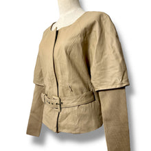 Load image into Gallery viewer, Vero Moda Classic Belted Leather Jacket – Neutral Beige
