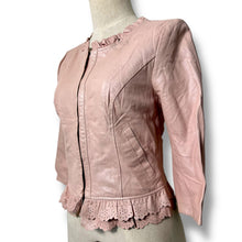 Load image into Gallery viewer, Vero Moda Blush Leather Jacket with Eyelet Ruffle Trim – New with Tags