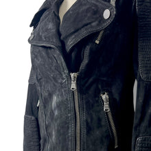 Load image into Gallery viewer, Vero Moda Washed Black Suede Biker Jacket
