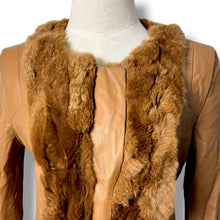 Load image into Gallery viewer, Vero Moda Tan Leather Coat with Real Fur Trim – New with Tags