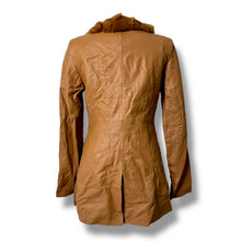 Load image into Gallery viewer, Vero Moda Tan Leather Coat with Real Fur Trim – New with Tags