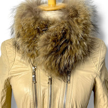 Load image into Gallery viewer, Vero Moda Cream Leather Jacket with Fur Collar
