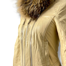Load image into Gallery viewer, Vero Moda Cream Leather Jacket with Fur Collar