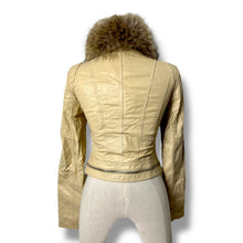 Load image into Gallery viewer, Vero Moda Cream Leather Jacket with Fur Collar