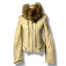 Load image into Gallery viewer, Vero Moda Cream Leather Jacket with Fur Collar