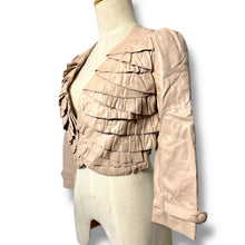 Load image into Gallery viewer, Vero Moda Pale Blush Leather Ruffle Jacket β New with Tags