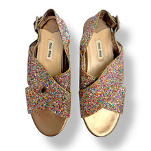Load image into Gallery viewer, Miu Miu Multicolour Glitter Platform Sandals
