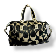 Load image into Gallery viewer, Coach Signature Metallic Satchel – Black & Gold (2000–2010 Era)