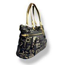 Load image into Gallery viewer, Coach Poppy Glam Black & Gold Tote