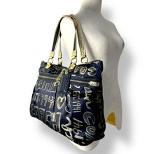 Load image into Gallery viewer, Coach Poppy Glam Black & Gold Tote