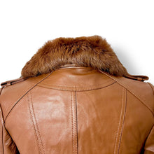 Load image into Gallery viewer, Vero Moda Classic Real Leather Jacket with Real Fur Collar – New with Tags