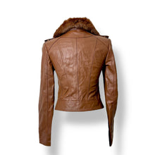 Load image into Gallery viewer, Vero Moda Classic Real Leather Jacket with Real Fur Collar – New with Tags