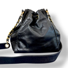 Load image into Gallery viewer, Chanel Black Lambskin Drawstring Bucket Bag, 1994–1996 (Serial 3514768)