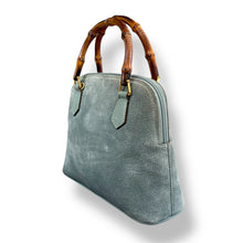 Load image into Gallery viewer, Gucci Vintage Suede Bamboo Top Handle Bag