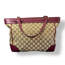 Load image into Gallery viewer, Gucci Mayfair GG Canvas and Burgundy Leather Tote