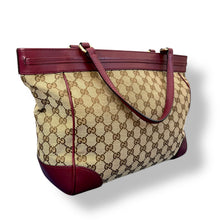 Load image into Gallery viewer, Gucci Mayfair GG Canvas and Burgundy Leather Tote