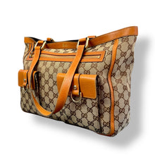 Load image into Gallery viewer, Gucci Abbey GG Canvas and Tan Leather Tote