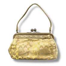 Load image into Gallery viewer, Coach Gold Signature Jacquard Kiss-Lock Shoulder Bag