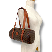 Load image into Gallery viewer, Vintage Céline Macadam Canvas Barrel Bag with Tan Leather Trim