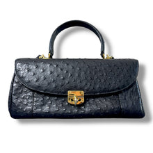 Load image into Gallery viewer, Vintage Ostrich Leather East–West Bag with Gold-Tone Hardware