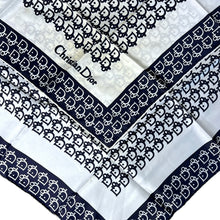 Load image into Gallery viewer, Christian Dior Monogram Silk Scarf, Navy on Ivory – Made in Italy
