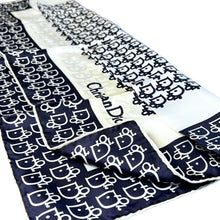 Load image into Gallery viewer, Christian Dior Monogram Silk Scarf, Navy on Ivory – Made in Italy