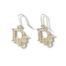 Load image into Gallery viewer, Christian Dior Pink Crystal Logo Drop Earrings, c. Early 2000s