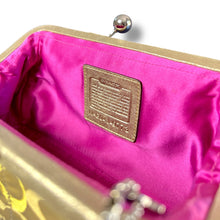 Load image into Gallery viewer, Coach Gold Signature Jacquard Kiss-Lock Shoulder Bag