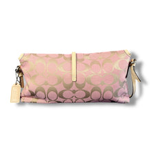 Load image into Gallery viewer, Vintage Coach Signature Pink & Gold Jacquard Shoulder Bag with Cream Leather Trim