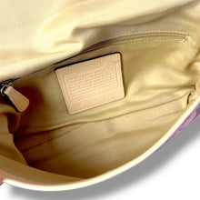Load image into Gallery viewer, Vintage Coach Signature Pink & Gold Jacquard Shoulder Bag with Cream Leather Trim