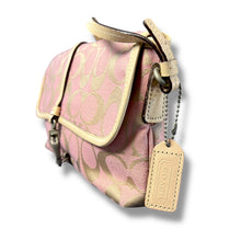 Load image into Gallery viewer, Vintage Coach Signature Pink & Gold Jacquard Shoulder Bag with Cream Leather Trim