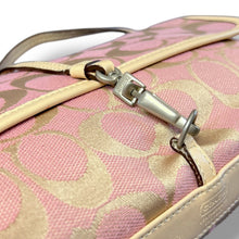 Load image into Gallery viewer, Vintage Coach Signature Pink & Gold Jacquard Shoulder Bag with Cream Leather Trim