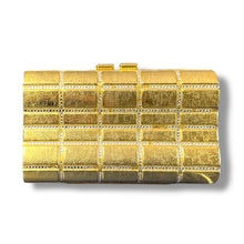 Load image into Gallery viewer, Vintage Scheilan Firenze Gold-Tone Metal Evening Clutch with Rhinestone Detail – Made in Italy, c.1970s–1980s