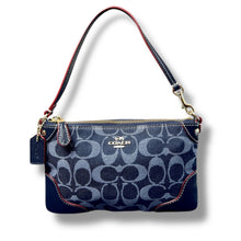 Load image into Gallery viewer, Coach Nolita 15 Signature Denim Mini Shoulder Bag with Red Leather Trim and Gold Hardware – Early 2000s
