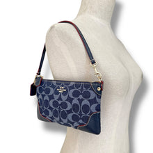 Load image into Gallery viewer, Coach Nolita 15 Signature Denim Mini Shoulder Bag with Red Leather Trim and Gold Hardware – Early 2000s