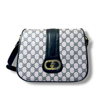 Load image into Gallery viewer, Vintage Gucci GG Canvas Crossbody Bag with Navy Leather Trim, 1970s–1980s