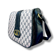 Load image into Gallery viewer, Vintage Gucci GG Canvas Crossbody Bag with Navy Leather Trim, 1970s–1980s