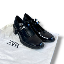 Load image into Gallery viewer, Zara Black Patent Leather Double-Strap Mary Janes, EU 39 ๐