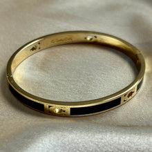 Load image into Gallery viewer, Coach Gold & Black Logo Enamel Bangle