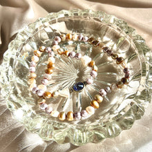 Load image into Gallery viewer, Vintage Multicolour Freshwater Pearl Necklace with Blue Stone Clasp