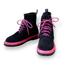 Load image into Gallery viewer, Navy and Pink Suede Doc Martens