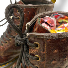 Load image into Gallery viewer, Dr. Martens Vintage Ostrich Embossed 8-Eye Boots in Deep Brown