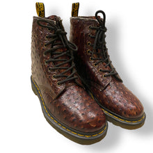 Load image into Gallery viewer, Dr. Martens Vintage Ostrich Embossed 8-Eye Boots in Deep Brown