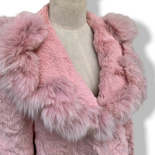 Load image into Gallery viewer, Vintage Blush Pink Rabbit Fur Jacket with Fox Collar