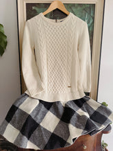 Load image into Gallery viewer, Rare Ivory Cable Knit + Buffalo Check Wool Skirt Combo