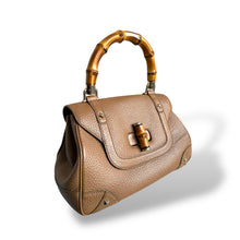 Load image into Gallery viewer, Gucci Bamboo Top Handle Bag in Taupe Pebbled Leather
