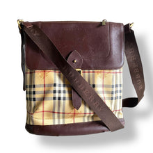 Load image into Gallery viewer, Vintage Burberry Unisex Leather & Nova Check Messenger Bag