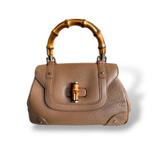 Load image into Gallery viewer, Gucci Bamboo Top Handle Bag in Taupe Pebbled Leather