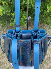 Load image into Gallery viewer, Via La Moda Fern Handbag – Glossy Navy Ostrich Leg Leather (Rare Colorway)