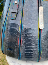 Load image into Gallery viewer, Via La Moda Fern Handbag – Glossy Navy Ostrich Leg Leather (Rare Colorway)